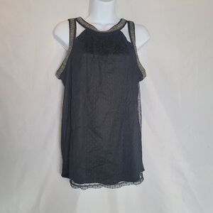 NWT Maurices Black Sleeveless Sheer Overlay Cutout Top Women's Size Medium